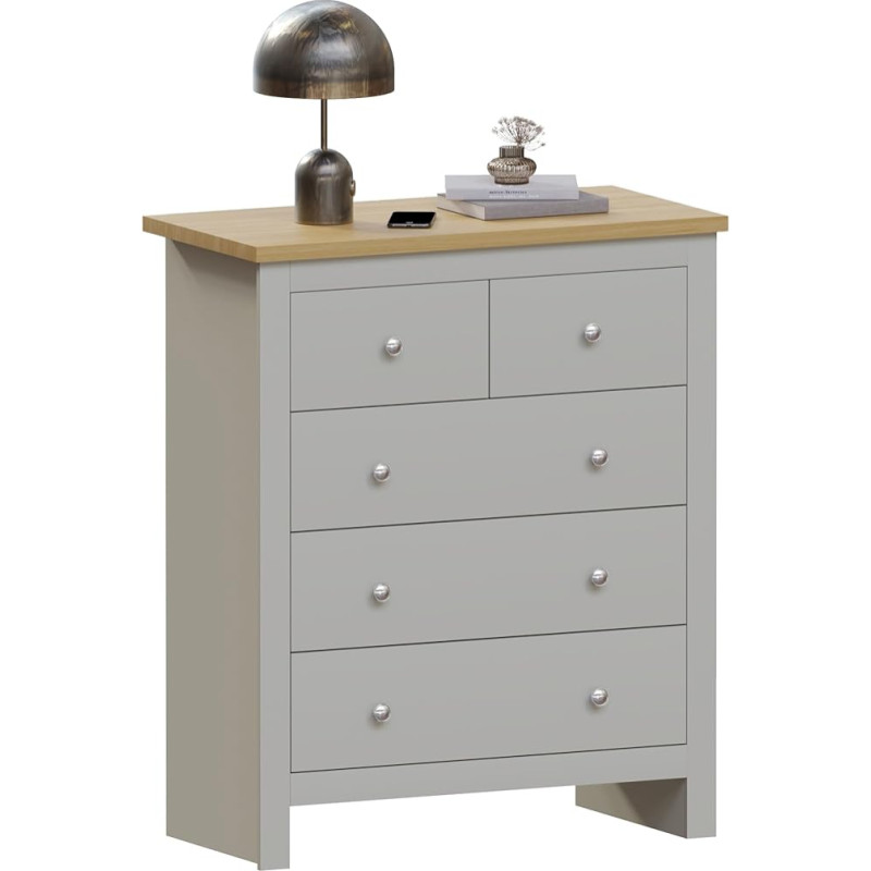 Vida Designs Chests of Drawers & Sideboards, MDF, Chipboard and Melamine Veneer, Grey, Standard