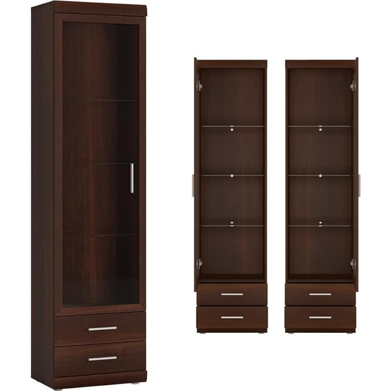 Lomadox Showcase Living Room Narrow 50 cm Walnut Display Cabinet Cabinet Shelf Storage Cabinet Living Room Cabinet