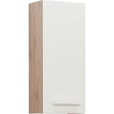 Pelipal Quickset 380 Bathroom Wall Cupboard in White Gloss / Sanremo Oak Terracotta, 30 cm Wide, Bathroom Wall Cabinet with 1 Door and 2 Shelves