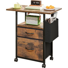 Fuyoula Industrial Style Bedside Table 3 Tier Side Table with Drawer Handle Bedside Table for Bedroom Living Room Brown