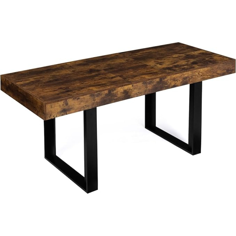 IDMarket - Phoenix Extendable Rectangular Dining Table 4-8 Seater Antique Black Wood 160-200cm