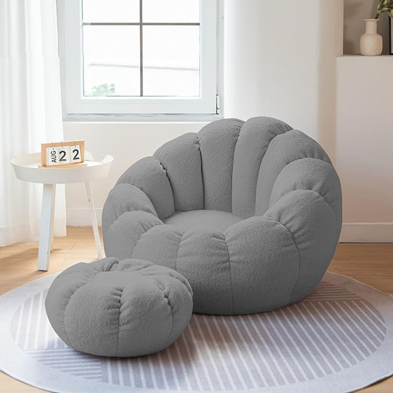 DTLEO Bean Bag Cover Bean Bag for Children and Teenagers (No Filler), Indoor Outdoor Armchair Bean Bag Cover Seat Furniture Bean Bag Bean Bags, Grey