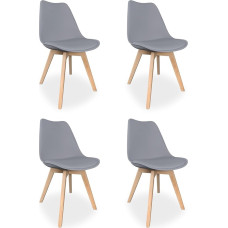 Homey, Sena Scandinavian Upholstered Chairs for Kitchen, Living Room or Dining Room, Wooden Legs, Practical and Functional, Easy Assembly, Grey