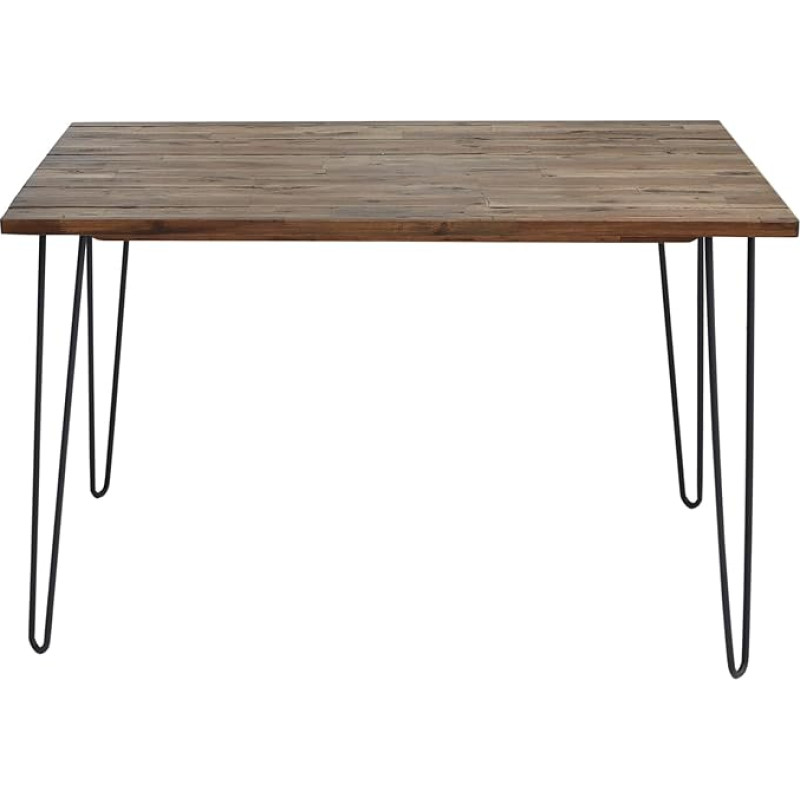 invicta INTERIOR riess-Ambiente Solid Retro Dining Table Scorpion 120 cm Acacia Brown Weathered Hairpin Legs Solid Wood Table Wooden Table