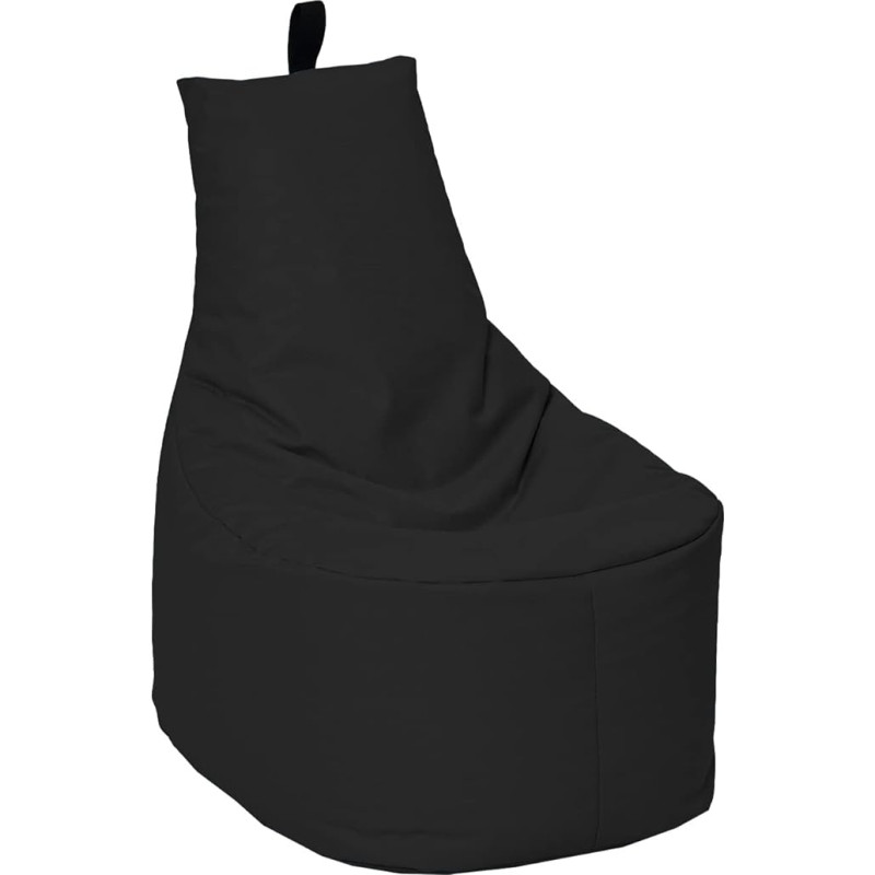 MILLINDABAG Modern Bean Bag for Children and Adults, Armchair Cushion, Indoor & Outdoor, Gaming Suitable and Pre-Filled Seat Cushion, Floor Cushion (Black, XXL, Diameter 78 cm without Stool)