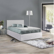 Talamo Italia - Clea White Eco Leather Headboard Set with Orthopaedic Base and Valance - 100% Made in Italy - Fits 120 x 190 cm Mattress