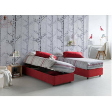 Talamo Italia - Diana Single Bed with Fabric Covering, 100% Made in Italy, Side Opening, Includes Mattress 80 x 190 cm, Red