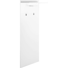 byLIVING Wall Panel JAKOB / White coat rack panel / Melamine coating / Clothes rail, 2 hooks, shelf / Space-saving wall wardrobe / Hallway set / W 48, H 140, D 28 cm