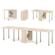 Dining Table Foldable from 33.5 to 310 cm - 5 Sizes Possible - XXL Table Foldable Space Saving Office Table - Functional Table - Folding Table (Sonoma Oak)