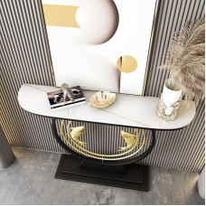 XAoSCd Half Moon Console Table Made of Stone, Console, Sofa Table, Hallway, Chinese Style Porch Table on the Wall, Porch Cabinet, Wall, Porch Table, Semicircular, Gold-39