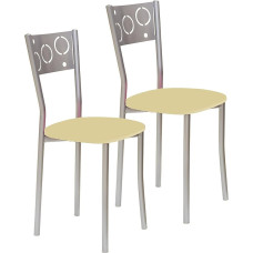ASTIMESA SCPRBE Two Kitchen Chairs, Metal, Beige, Altura de asiento 45 cms