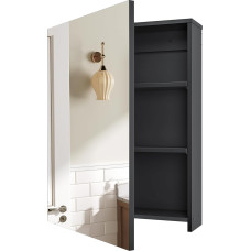 CHOEZON Spiegelschrank, Badezimmerschrank, Wandschrank mit Spiegel, Hängeschrank mit verstellbaren Regalen, an der Wand montierter Badschrank, hängende Aufbewahrung für Badezimmer, Schwarz