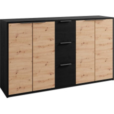 byLIVING Sideboard Rimini / Melamine Oak Black and Artisan Oak / 4 Doors W 139 x H 80 x D 39 cm
