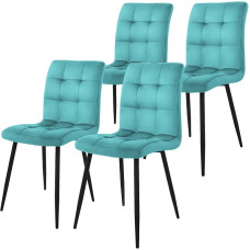 ML-Design Dining Room Chairs, Set of 4, Petrol, Kitchen Chairs with Velvet Cover, Living Room Chair with Backrest, Upholstered Chair with Metal Legs, Ergonomic Chair for Dining Table, Dining Room