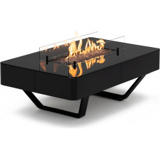 Planika Rio Table Black Portable Coffee Table with LPG Fire Pit for Garden Patio