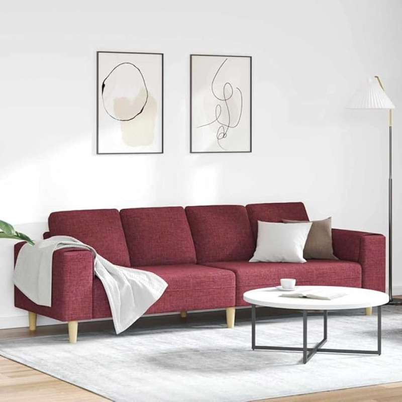 INLIFE Sofa Set Weinrot Stoff,Möbel,Sofas,Rot,39.4 KG,3335084