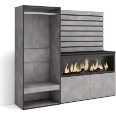 Skraut Home Sideboard, Chest of Drawers, Storage Cabinet, 167 x 145 x 35 cm, For Bedroom, Room, Electric Fireplace, XXL, Open Wardrobe, Modern Style, Cement