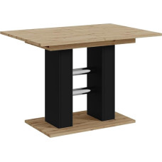 MEBLINI Extendable Dining Table, Dining Room Table, Modern Kitchen Table, Column Table, Extendable Table, Dining Room Tables, 100-140 x 60 x 75 cm, Wild Mini, Artisan Oak/Black Matt