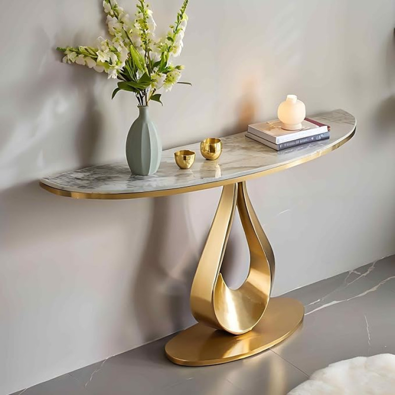 Modern Console Accent Table with Light Bar, Boho Slim Long Sofa Table for Entryway, Hallway, Behind Couch