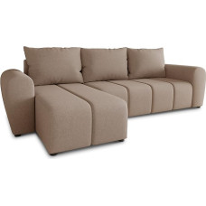 Cleo L Corner Sofa with Sleep Function - Sofa with Bed Box, Upholstered Corner, Couch Set, Corner Sofa, L-Shape Couch, Sofa Set - Universal Ottoman (Beige (Soro 23))