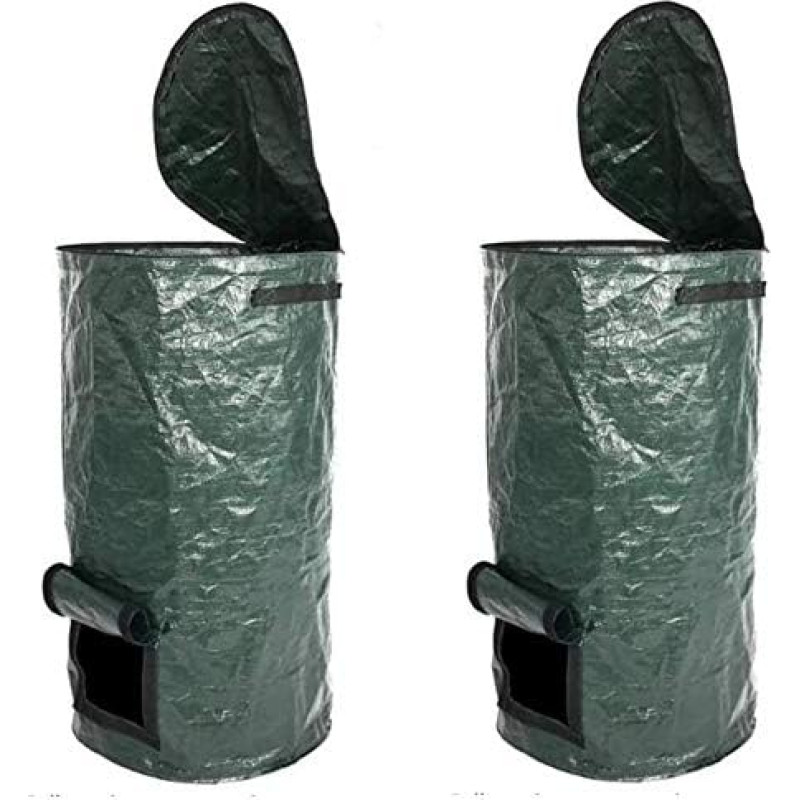 Yicare 2 x kompostikotid orgaaniliste jäätmete kompostrile aiajäätmete kotid korduvkasutatavad keskkonnasõbralikud orgaanilised kompostikonteinerid keskkonna PE-kangasist taimede kõrvaldamine köögi aia õue 15