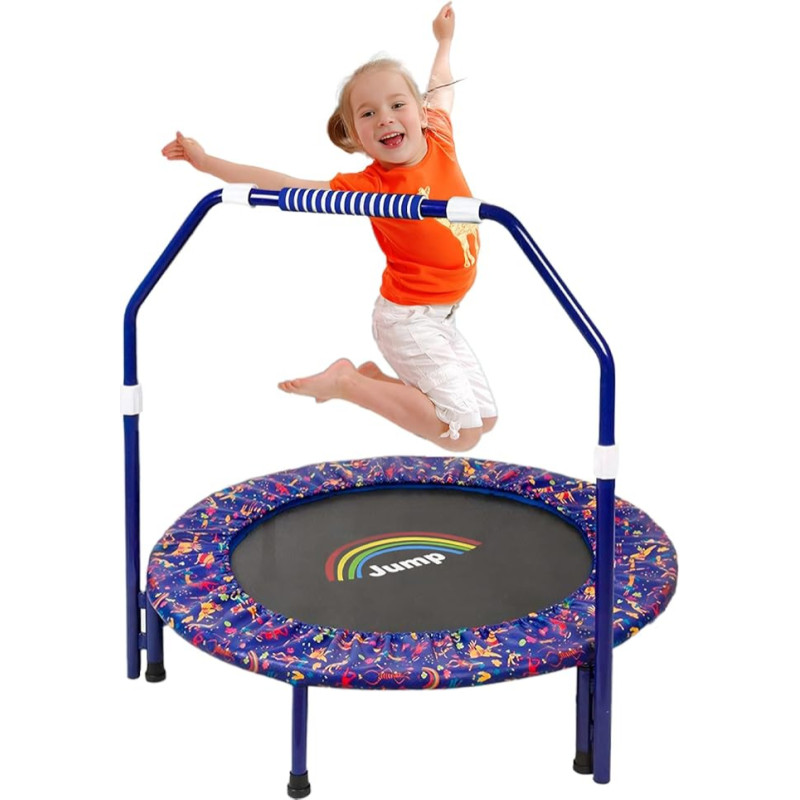Trampolin Kinder|Ø ca. 91 cm|Faltbarer Rebounder für Minitrampolin mit Schaumgriff,Sicherheitspolster und Strapazierfähiger Abdeckung für Innen und Außen |Trampolin für Jumping Fitness