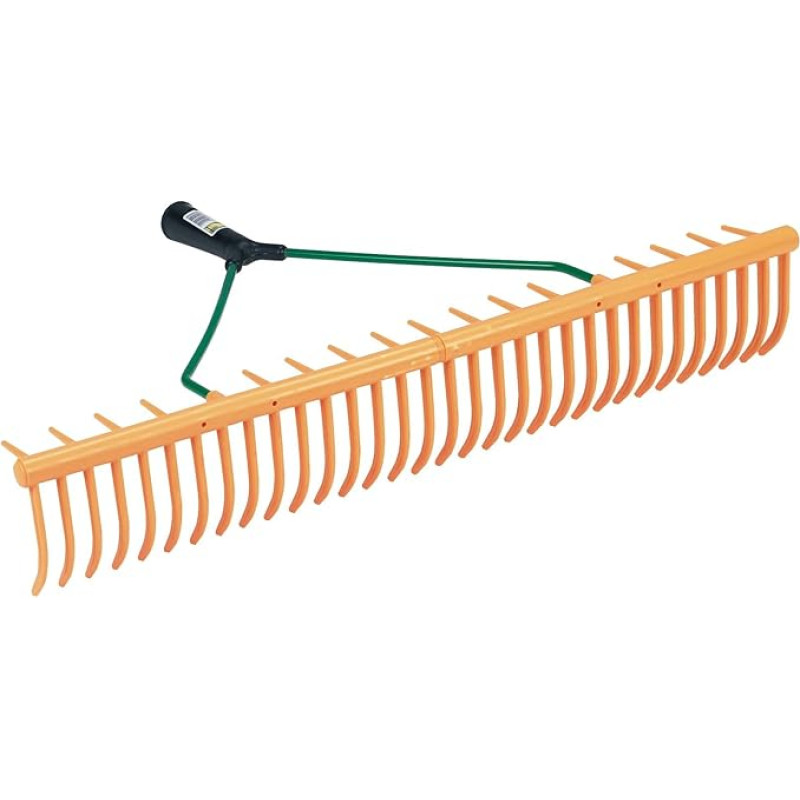 Kerbl Lawn Rake (without Handle, Colour: Yellow, Width 64 cm, with 32/16 Prongs, with Handle Holder, Polypropylene) 29157