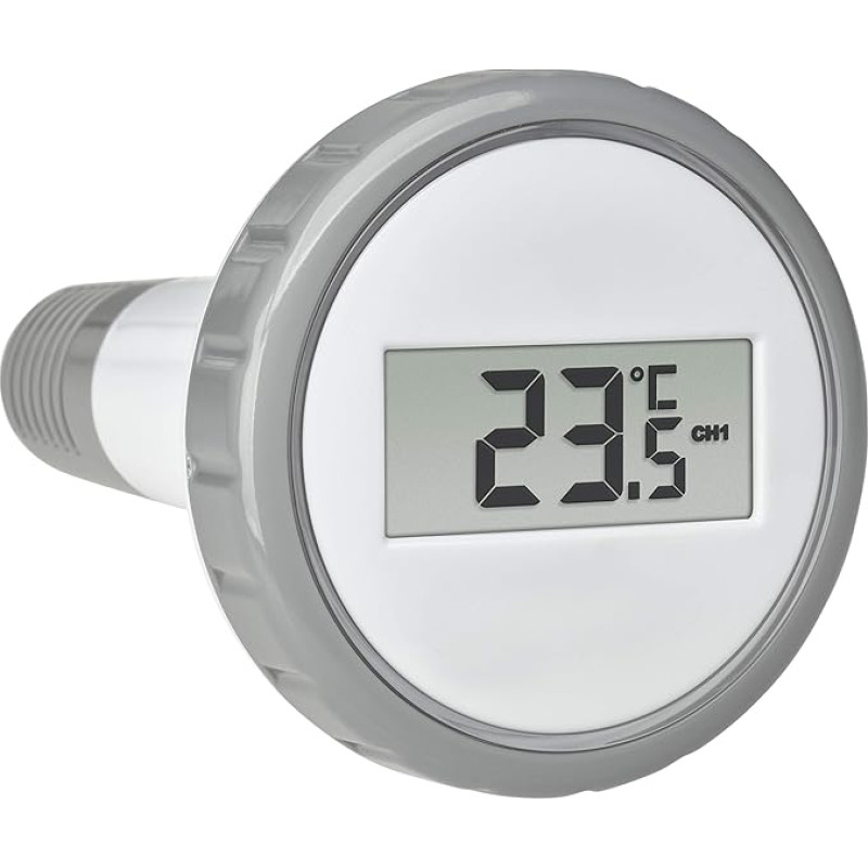 TFA Dostmann Poolsender with display, 30.3240.10, for radio pool thermometer Palma, anthracite, with temperature display, gray