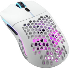 Glorious Gaming Model O- (Minus) Wireless Gaming Mouse - Super Light 65 g, Honeycomb Design, RGB Lighting, Ambidextrous, Delay Free 2.4 GHz Radio, Up to 71 Hours Battery - Matte White