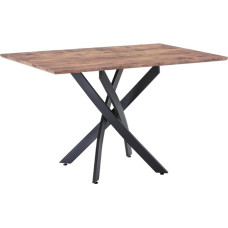 GOLDFAN Wooden Dining Table with Black Metal Legs, 4-6 People, Suitable for Living Room and Office, 110 x 70 x 75 cm