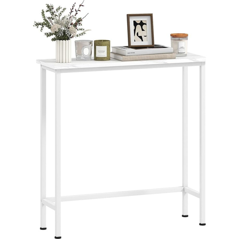 HOMCOM Console Table Hallway Table with Adjustable Foot Pads, Tilt Protection, Marble Look, 75 x 24 x 76 cm, Side Table, Sofa Table, Small Exhibition Table for Small Room, Entrance, Hallway, Living
