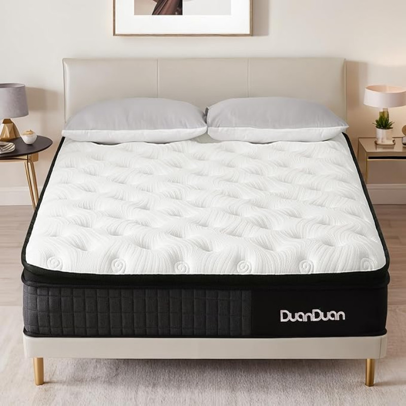 DUANDUAN Mattress 140 x 200 cm, 25 cm Height, Hardness H3 Oeko-Tex Certified 7-Zone Pocket Spring Mattress with Comfort Foam and Breathable Cover, Ergonomic Spring Mattress with Soft Fabric