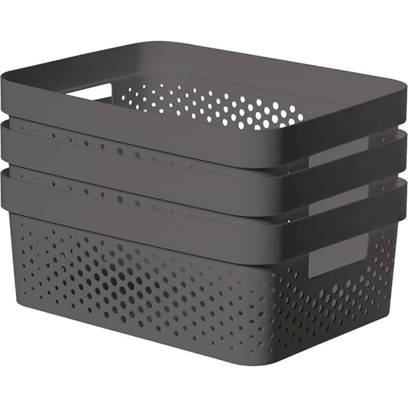 CURVER Infinity Dots - Grey, 3 x 11 Litres