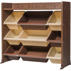 Iris Ohyama, Toy Rack, Storage Furniture for Children, Organiser, Toy Boxes, 9 Removable Boxes, School, Room, Playroom - Kids Toy Rack - TKTHR-39 - Brown