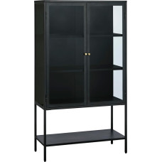 FJORDFORM Black Metal Glass Cabinet with Gold Handles