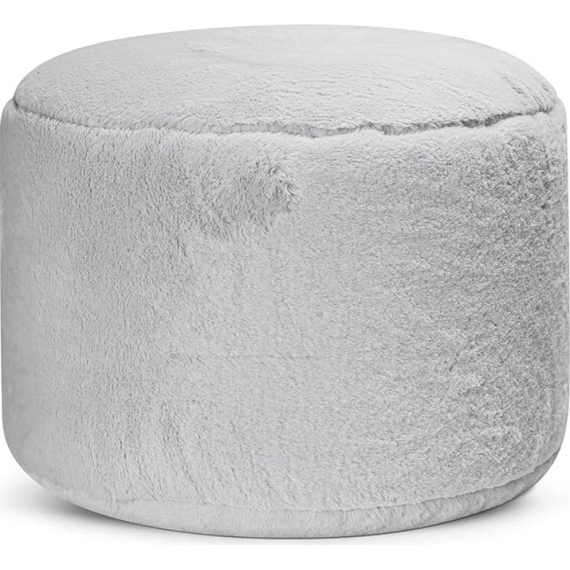 mokebo Faux Fur Pouf 'The Fluffy', Fluffy & Cuddly Footstool or Pouf in Faux Fur in Grey, Also as Side Table or Footstool in Fur Look in 30 x 50 cm with EPS Beads Filling