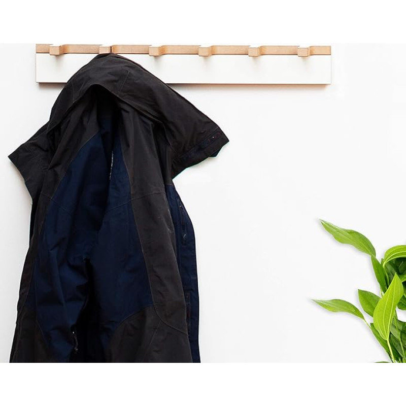 Tojo Grad I Coat Rack for Jackets, Coats, Scarves and Handbags I White Designer Hallway Coat Rack Wall Mount I Modular Wardrobe System I Coat Rack Panel