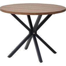 GrandCA HOME Round Dining Table with Modern MDF Effect Top, Kitchen Dining Table with Four Metal Legs, for Dining Room in the Living Room, Dark Brown