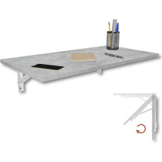 KDR Wall Folding Table 80 x 40 cm Concrete Look - Folding Table for Wall Mounting - as Dining Table, Desk, Kitchen Table or Workplace - Space Saving & Versatile Use