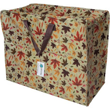 Happy Planet Giftshop Large Jumbo Zip Storage Bag 58 x 47 x 30 cm 80L (Autumn Leaves Design) (Pack of 5)