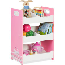 Relaxdays Children's Shelf, H x W x D: 60 x 42.5 x 30 cm, 5 Compartments, MDF, Storage Shelf, Children's Room, Toy Shelf, White/Pink, 100% Fibreboard, M