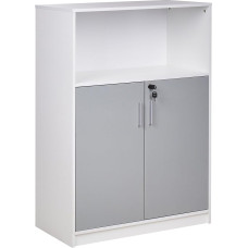 Zehna Office Cabinet 117 x 80 x 40 cm Lockable Open Storage Compartment Grey / White