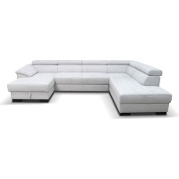 DOMO. collection Wohnlandschaft David FK Sofa with Back Function in U-Shape, Couch with Spring Core and Back Function, Upholstered Corner 337 x 232 x 78 cm (W x D x H), Grey