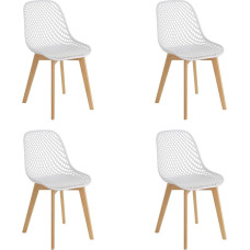 Baroni Home Modern Chair with Wooden Legs, Ergonomic Office Chair with Carved Texture, Dining Chair Max 130 kg, 48 x 43 x 84 cm, White, 4 Pieces