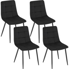 EUGAD Dining Room Chairs Set of 4 for Dining Room Kitchen Living Room Kitchen Chairs Padded with Backrest Velvet Cover with Metal Legs 150 kg Load Capacity Black