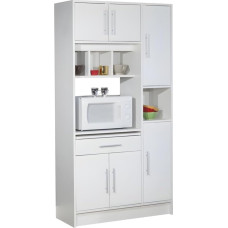 Générique Symbiosis 8070X2121A80 White Wood Kitchen Unit Sideboard Microwave Cabinet 88 x 180 x 40 cm