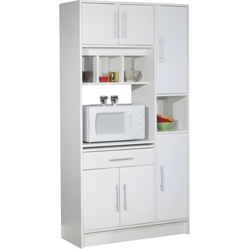 Générique Symbiosis 8070X2121A80 White Wood Kitchen Unit Sideboard Microwave Cabinet 88 x 180 x 40 cm