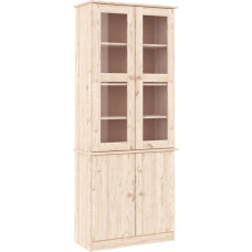 vidaXL Display Cabinet, Display Cabinet with Lots of Storage Space, Bookcase Cabinet with Glass Doors, Living Room Cabinet, Tall Cabinet, Side Cabinet, Solid Pine Wood