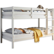 Stella Trading MORITZ Cabin Bed with Ladder and Two Lying Surfaces 90 x 200 cm – Space-Saving Children's Bunk Bed Made of Solid Pine White – 97 x 140 x 207 cm (W x H x D)