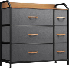 YITAHOME Chest of Drawers, 6 Fabric Drawers with Handles, Storage Cabinet, Drawer Cabinet, Metal Frame, Fabric Chest of Drawers for Bedroom, for Living Room, Hallway, Office, Dark Grey